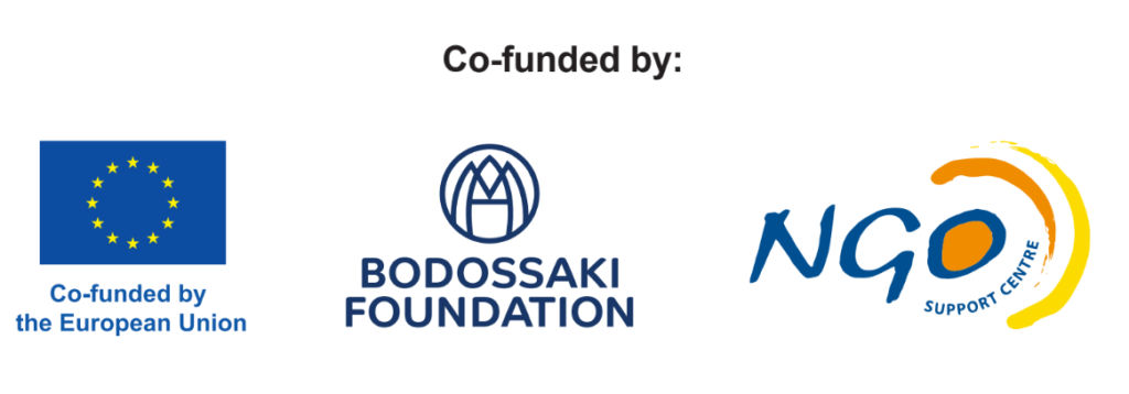 Logos of Bodossakis Foundation, EU commission and NGO support center